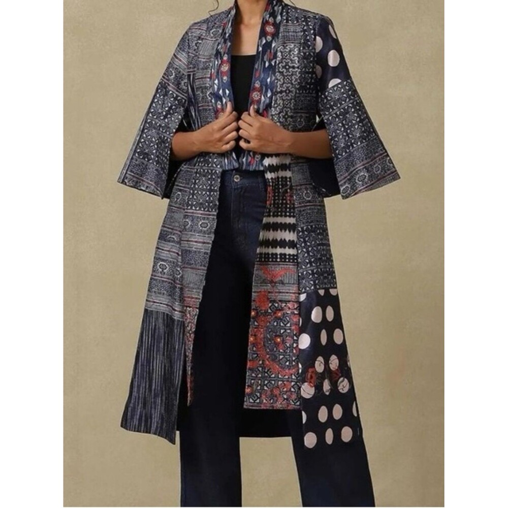 Soft Surrounding Patchwork Boho Artsy Eclectic Kimono Duster
